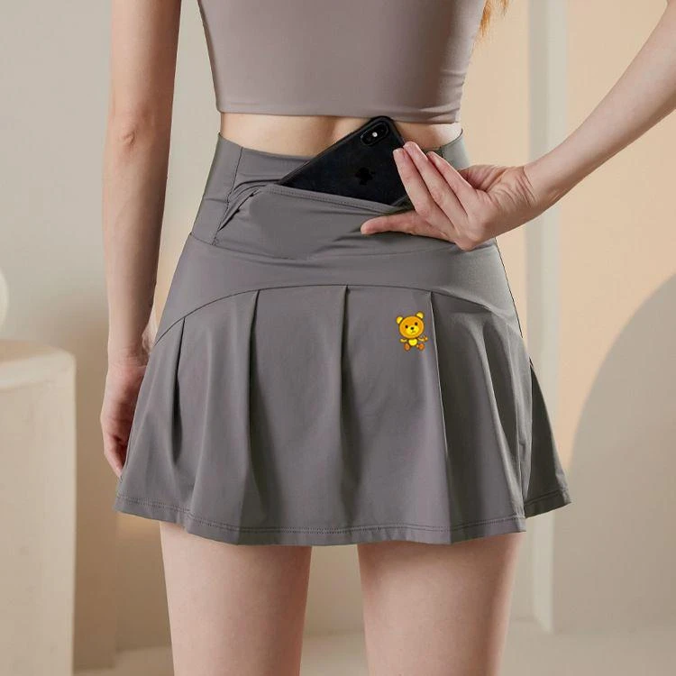 。专业网球裙女百褶裙运动休闲半裙a字裙灰色跑步裙羽毛球速干健