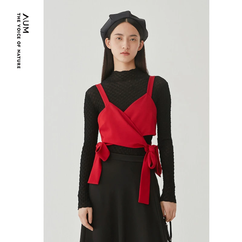 AUM22年春季设计师时尚打底日常黑色针织衫M1CX1S53M