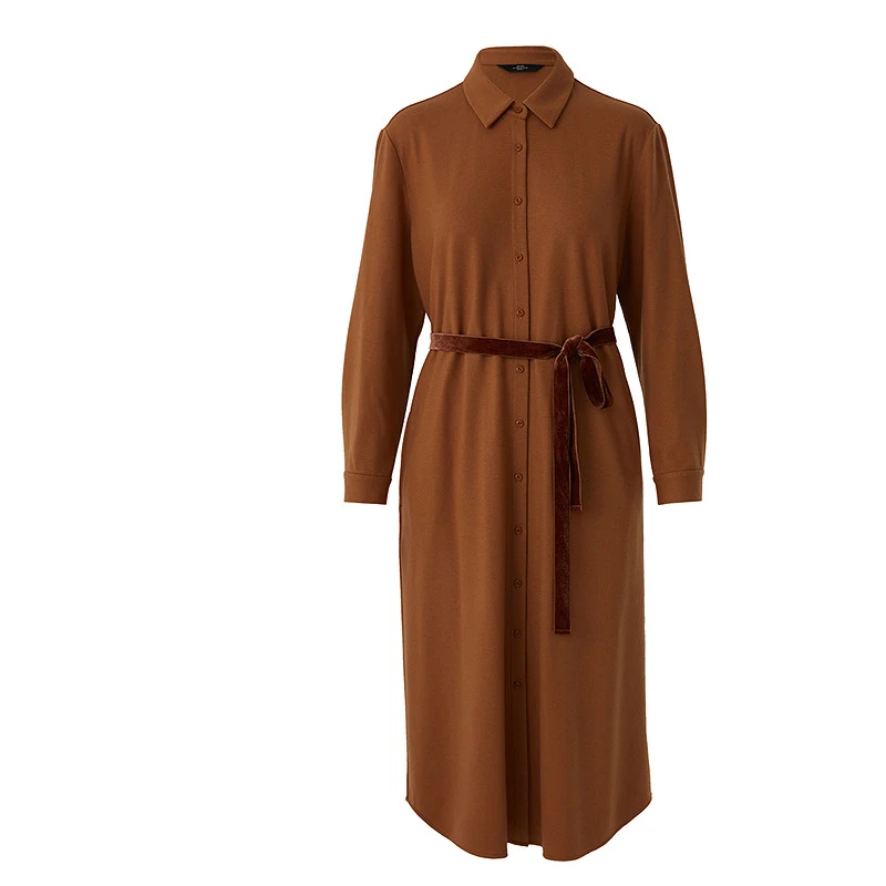 AUM噢姆秋冬时尚轻奢系带收腰气质优雅针织显瘦连衣裙M1CX41256