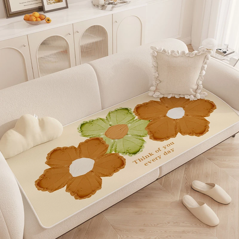 冬季加厚沙发垫子凉席防滑直排盖布冬季通用冰丝套罩冬季组合座垫