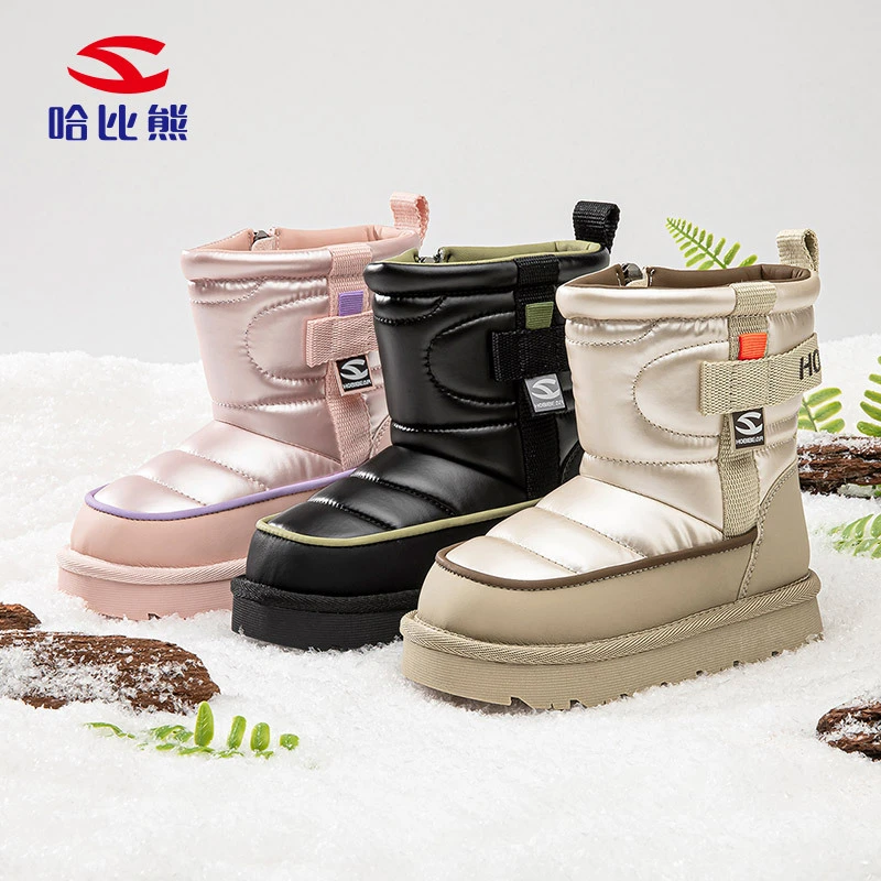 哈比熊儿童雪地靴冬季款短毛绒保暖棉鞋E144363015
