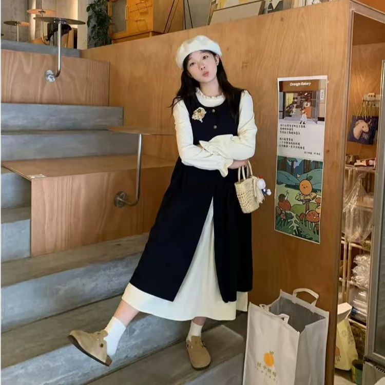 【2025】森系法式甜美女连衣裙小众仙女连衣裙气质款宽松套装裙