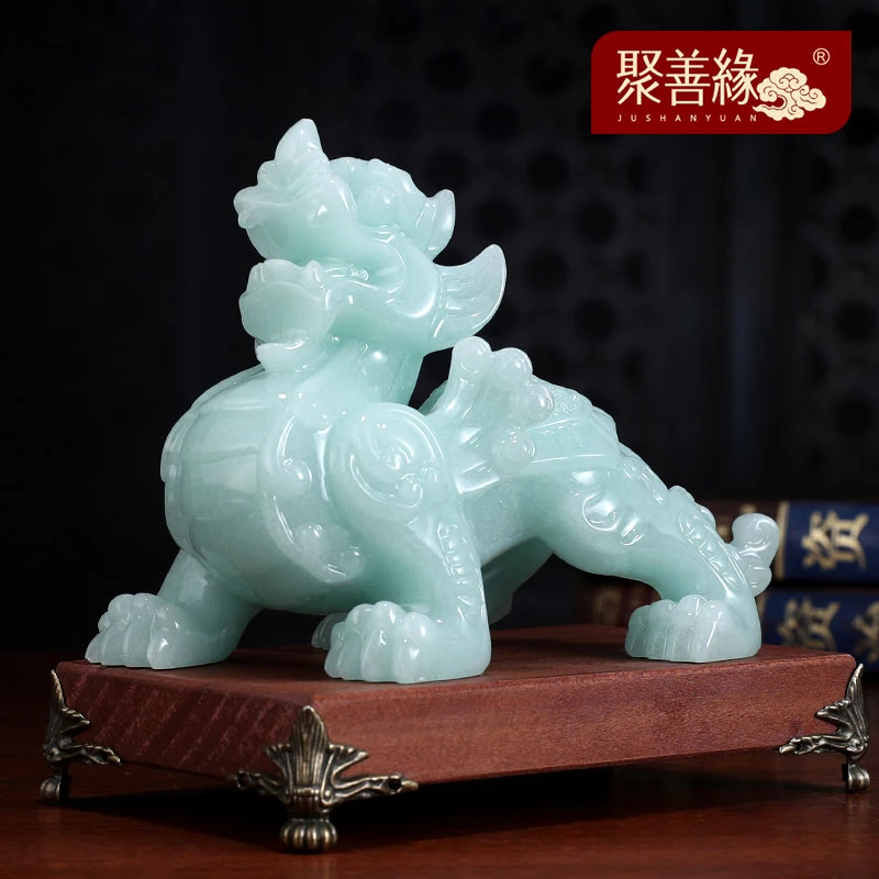 中式貔貅摆件大气一对招财貔貅客厅玄关家居装饰品办公室开业礼品