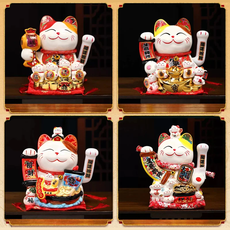 招财猫摆件客厅收银台前台做生意装饰品店铺前台开业陶瓷招财摆件