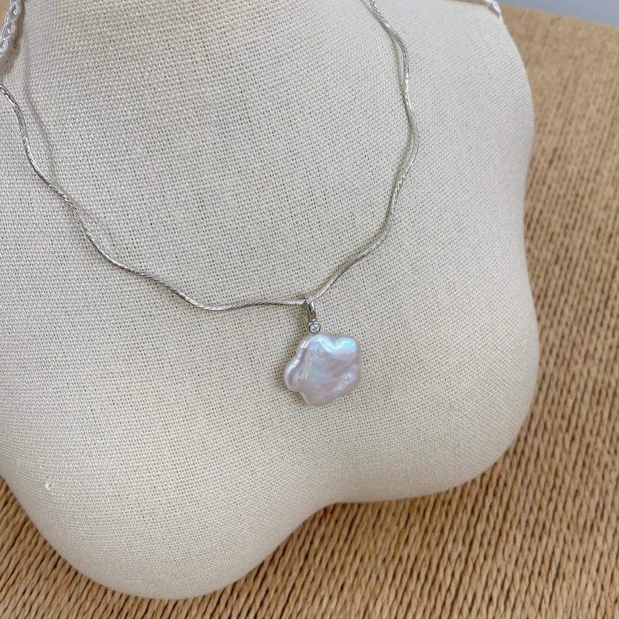 巴洛克炫彩大梅花S925银时尚波浪项圈 213