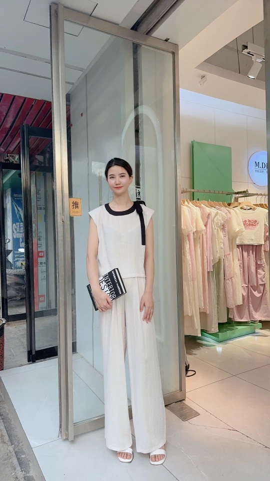 白色气质套装夏季裤子时尚