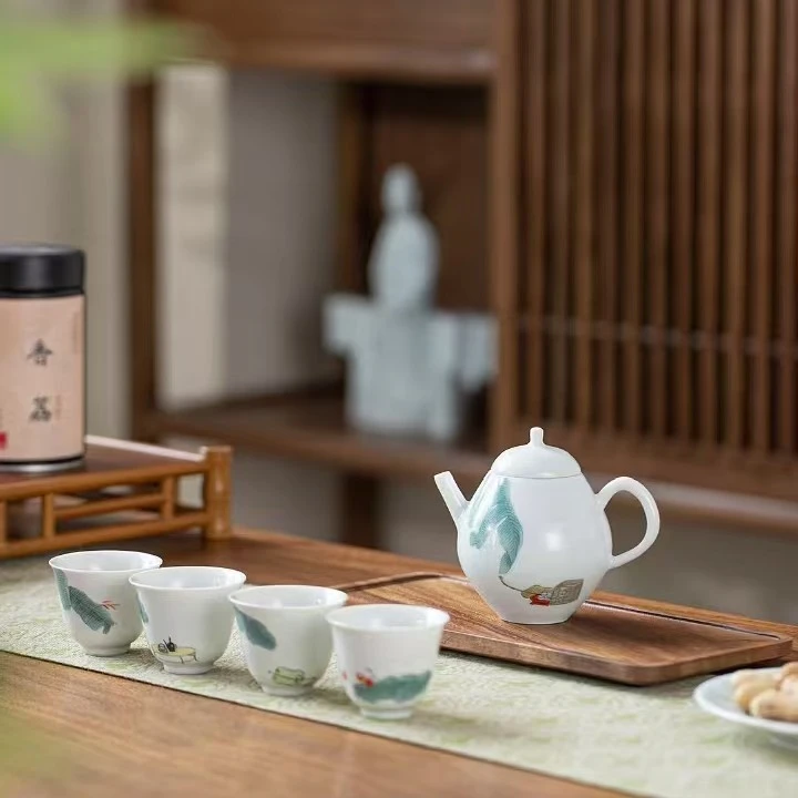 全手绘大业有成芭蕉茶器套组