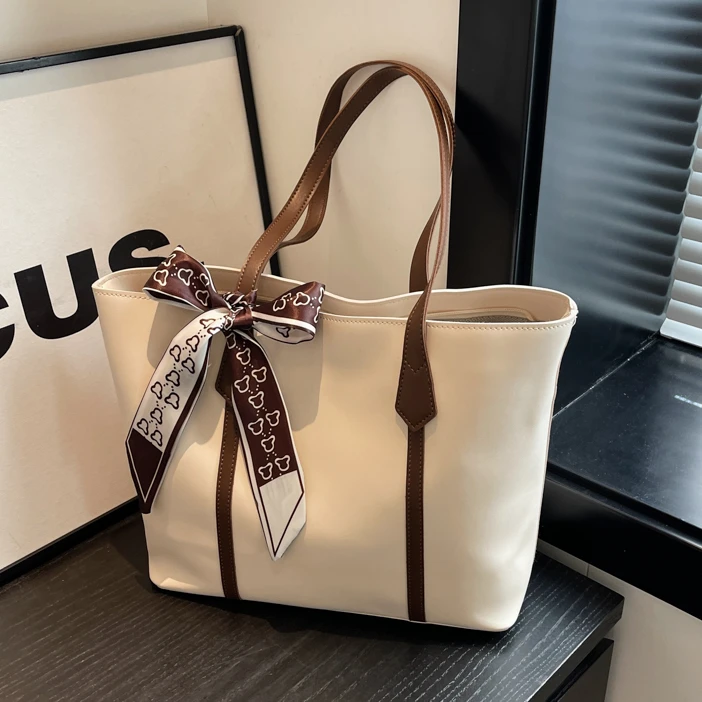 大容量上课大包包女春季2024新款潮复古单肩高级感托特包百搭洋气