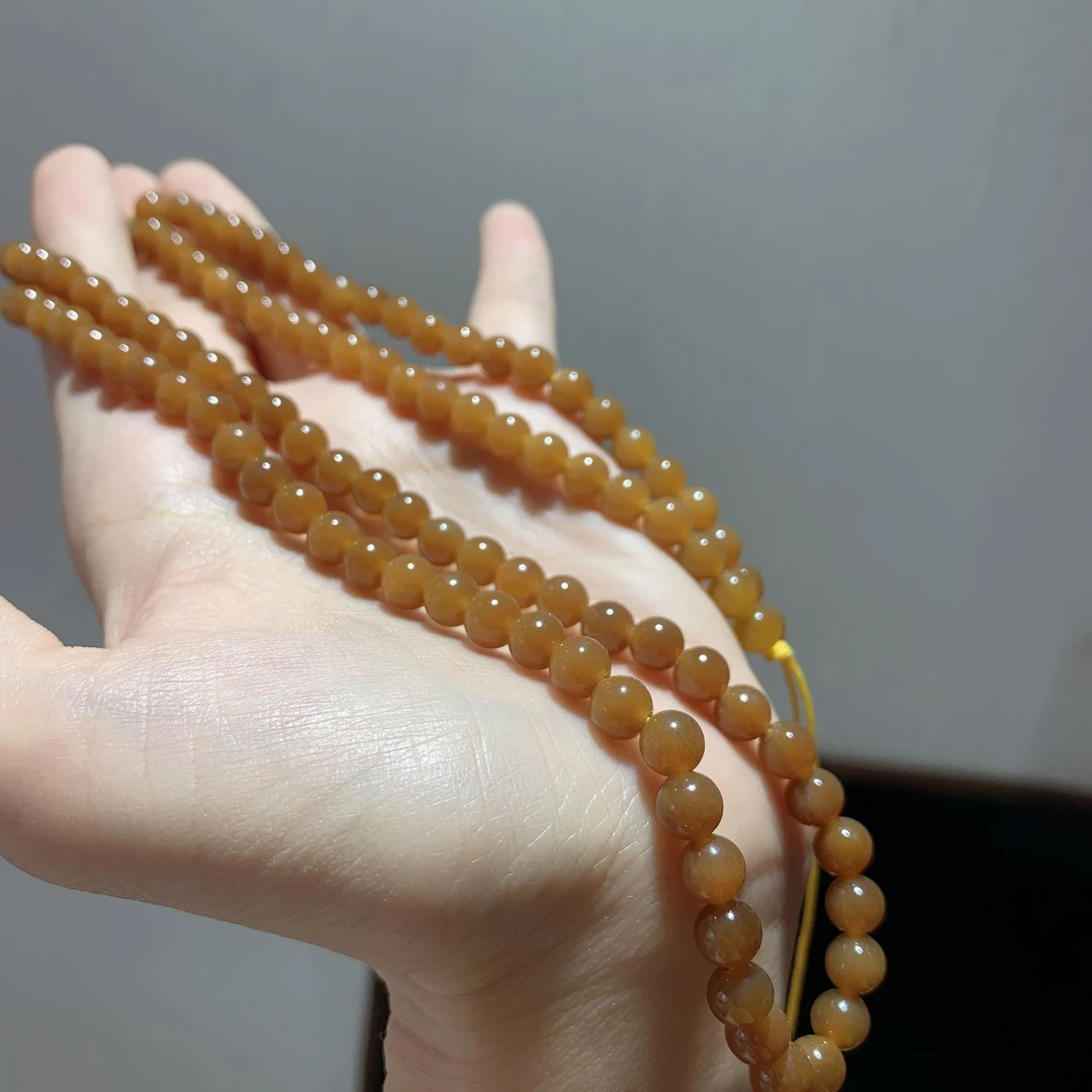 和田玉新疆且末糖108颗项链6mm多圈