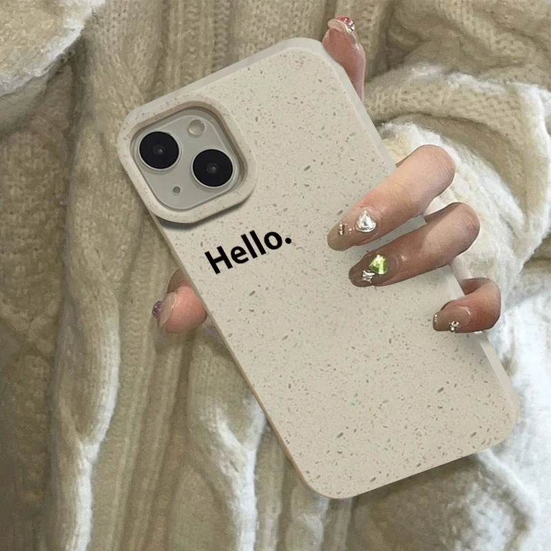 简约hello字母苹果13手机壳iphone14/12/11promx全包环保小麦壳xr