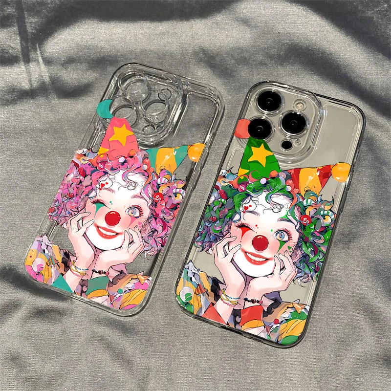 小丑女孩适用苹果15手机壳华为iPhone13/14小米oppo/vivo透明