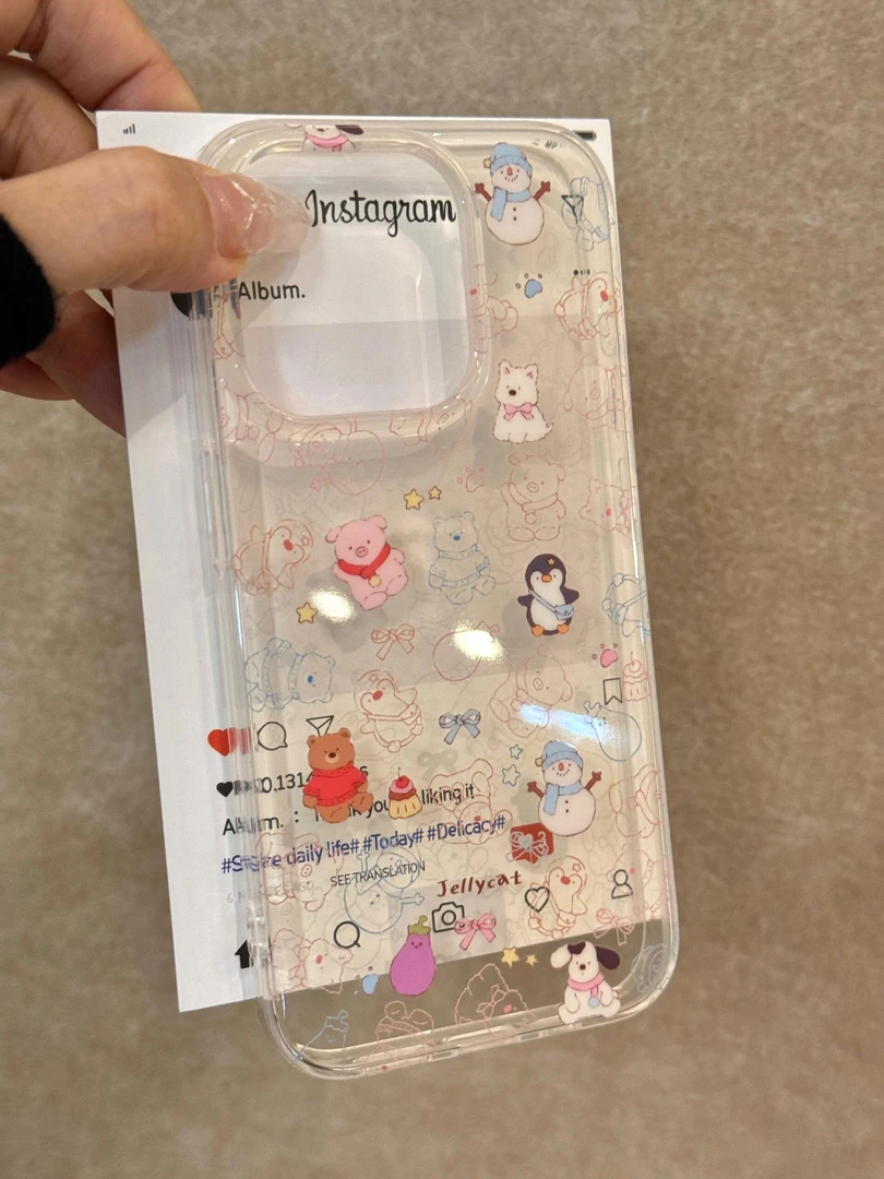 企鹅雪人小猪适用苹果16手机壳华为iPhone15/14创意13/12大孔11