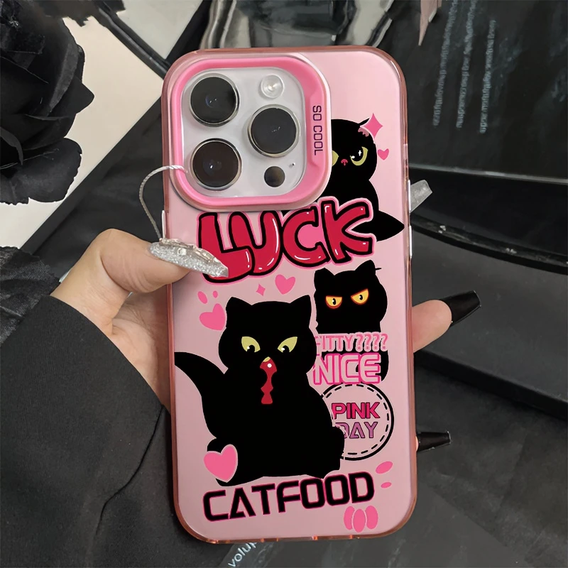 甜酷黑猫元气壳苹果15手机壳iphone14/13/12/11小众xr/xs金属按键