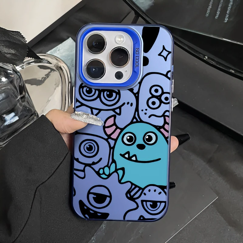 小蓝毛怪元气苹果15手机壳iphone14/13promax创意12/11涂鸦卡通xr