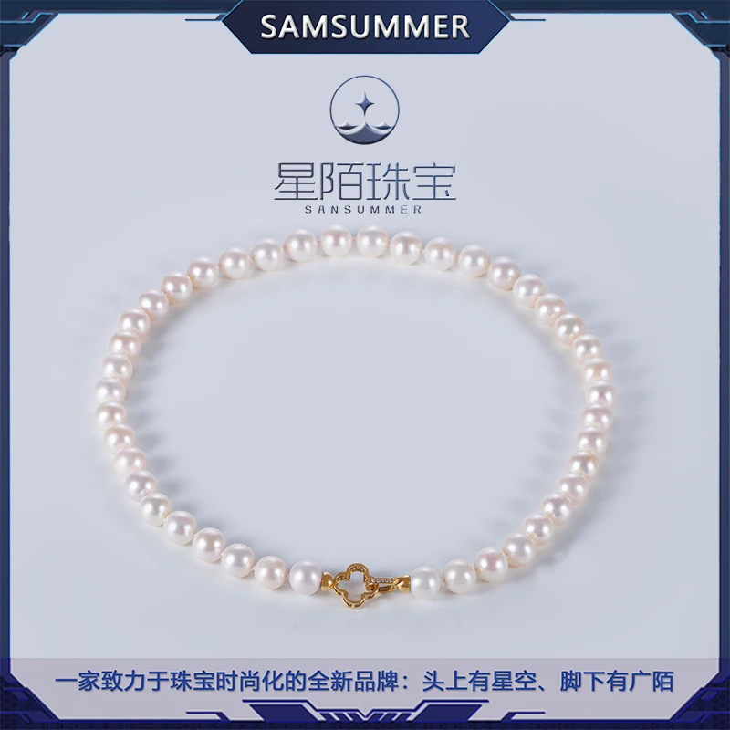 XingMo/星陌S925银/淡水无核/白珠全珠项链/9-11MM百搭时尚气质款