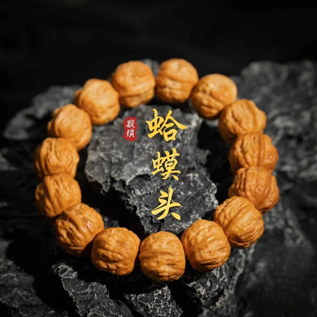 蛤蟆头  14+mm 猴头手串核桃深雕工艺