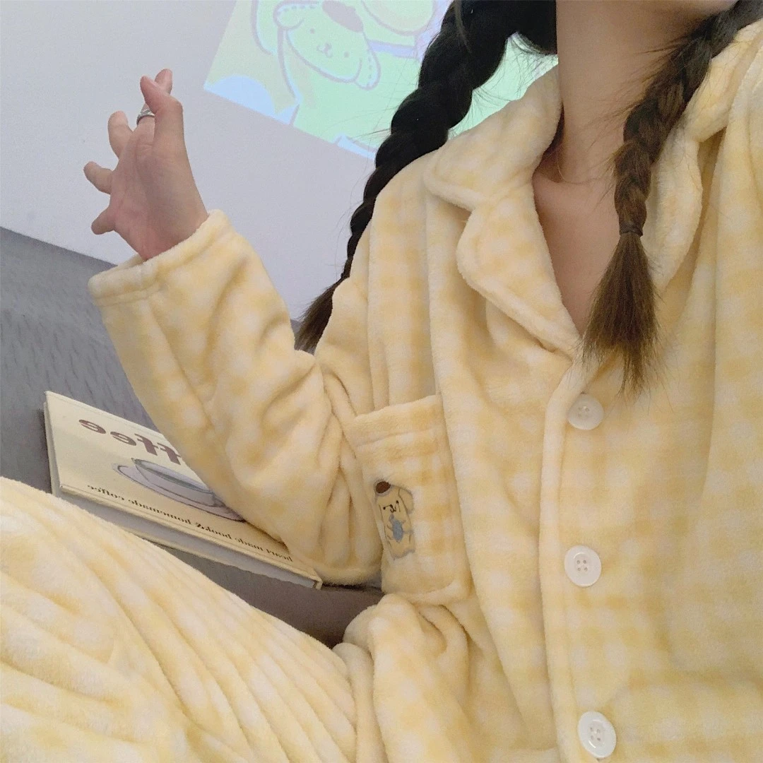 【多款绒可选】睡衣女法兰绒长袖秋冬季新款珊瑚绒家居服套装冬天