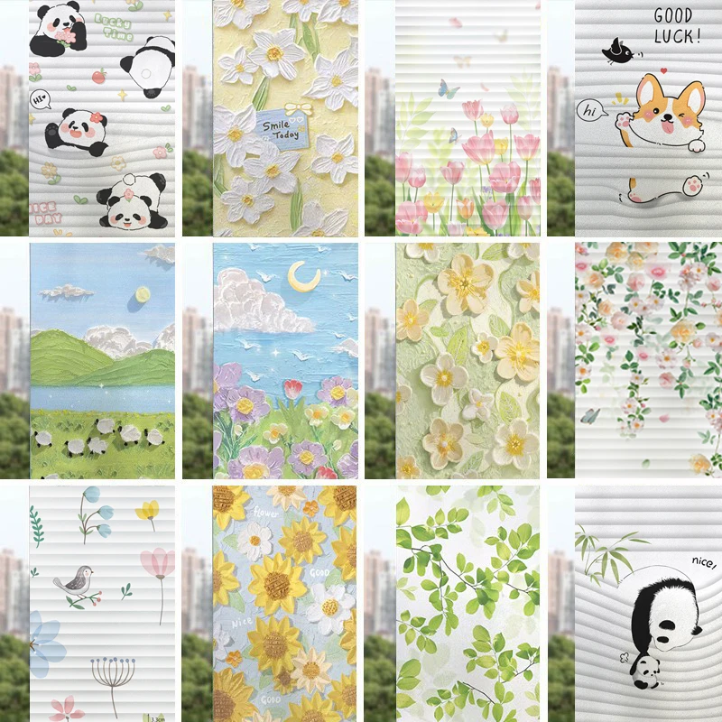 仿百叶磨砂玻璃膜透光不透人防窥卫生间窗户贴纸厕所浴室隐私窗花