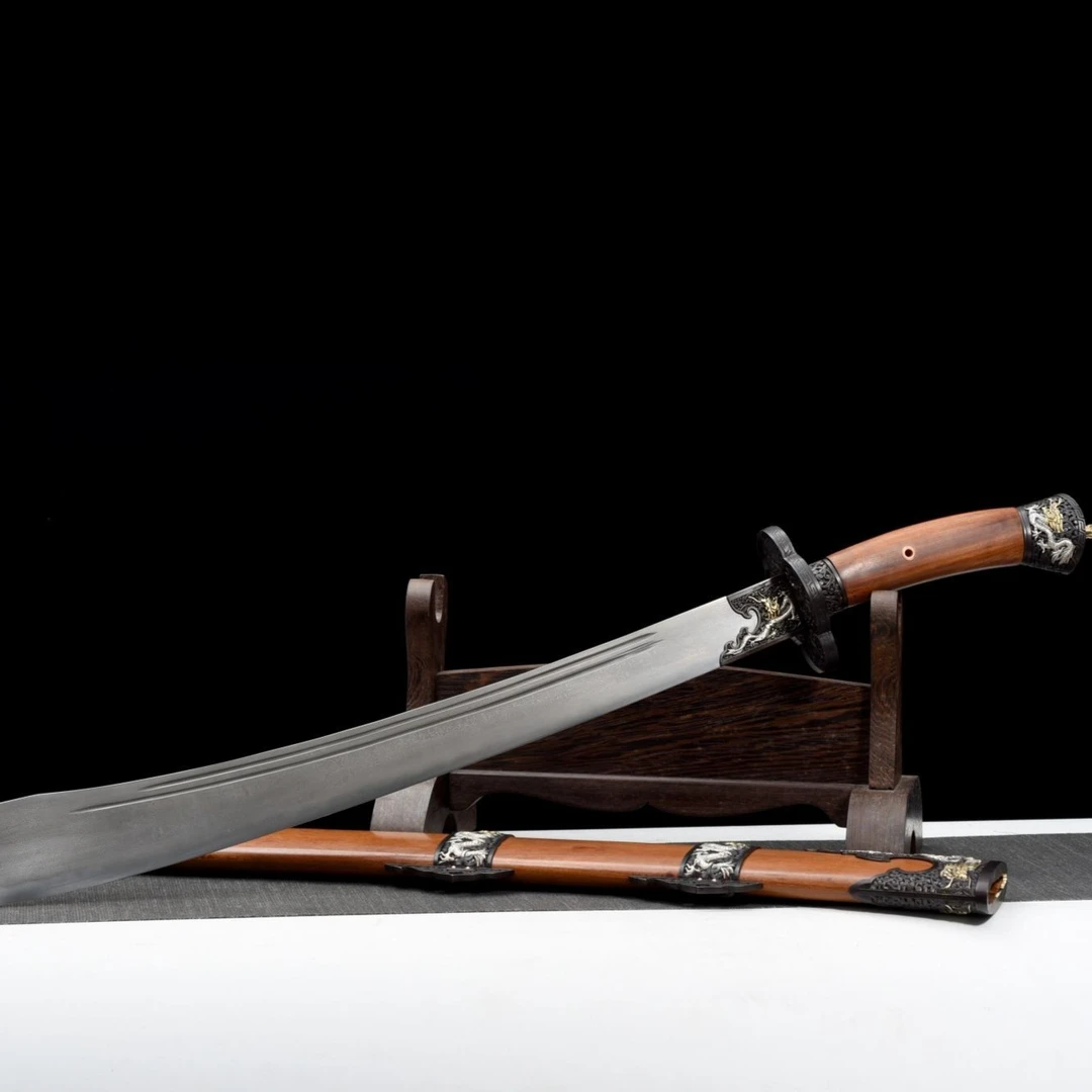 【天子剑】天子御用牛尾刀清刀 酸枝木仿古纯铜鎏金银镂空未开刃