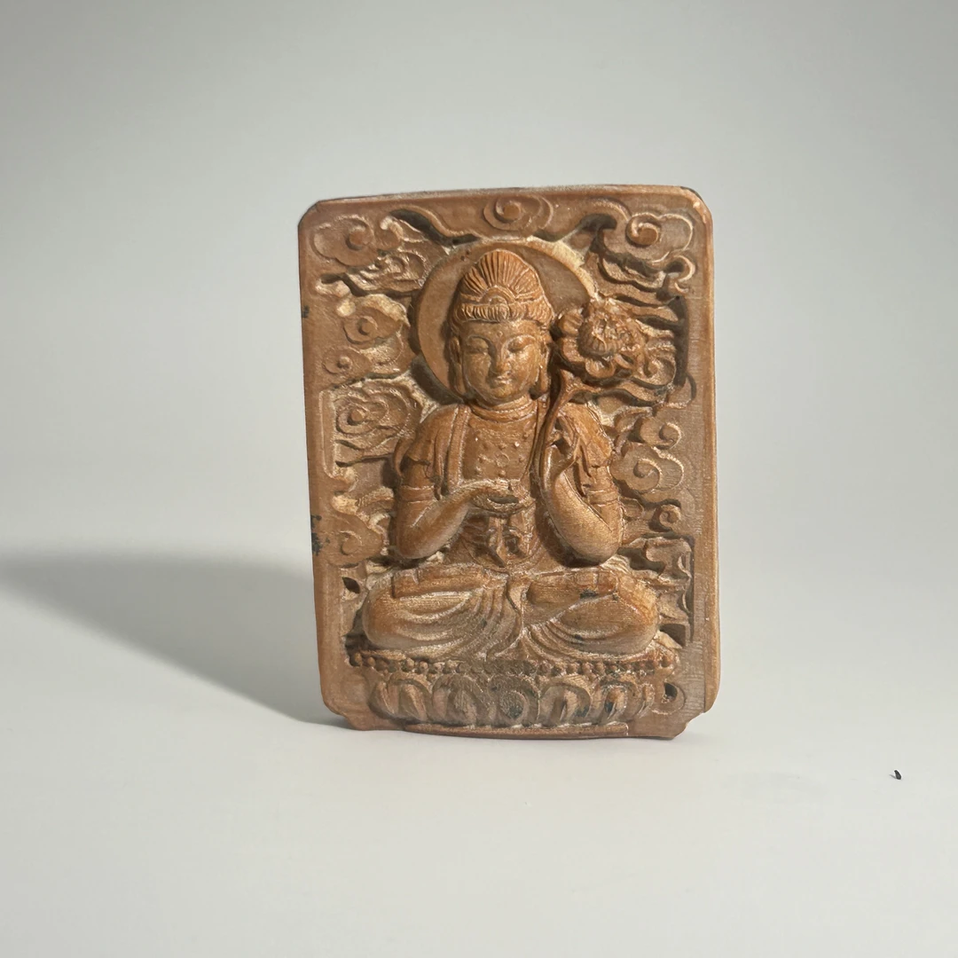 猛犸牙雕冰咖观音吊坠牌57*41*9mm假一罚四W8260