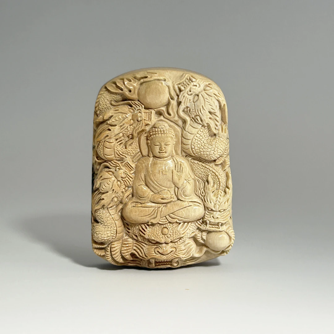 猛犸牙雕冰咖大日如来吊坠牌59*41*17mm假一罚四W8134