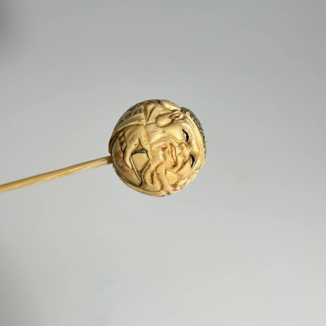 猛犸牙雕港工回流财神单珠单颗随机发18mm假一罚四W8203