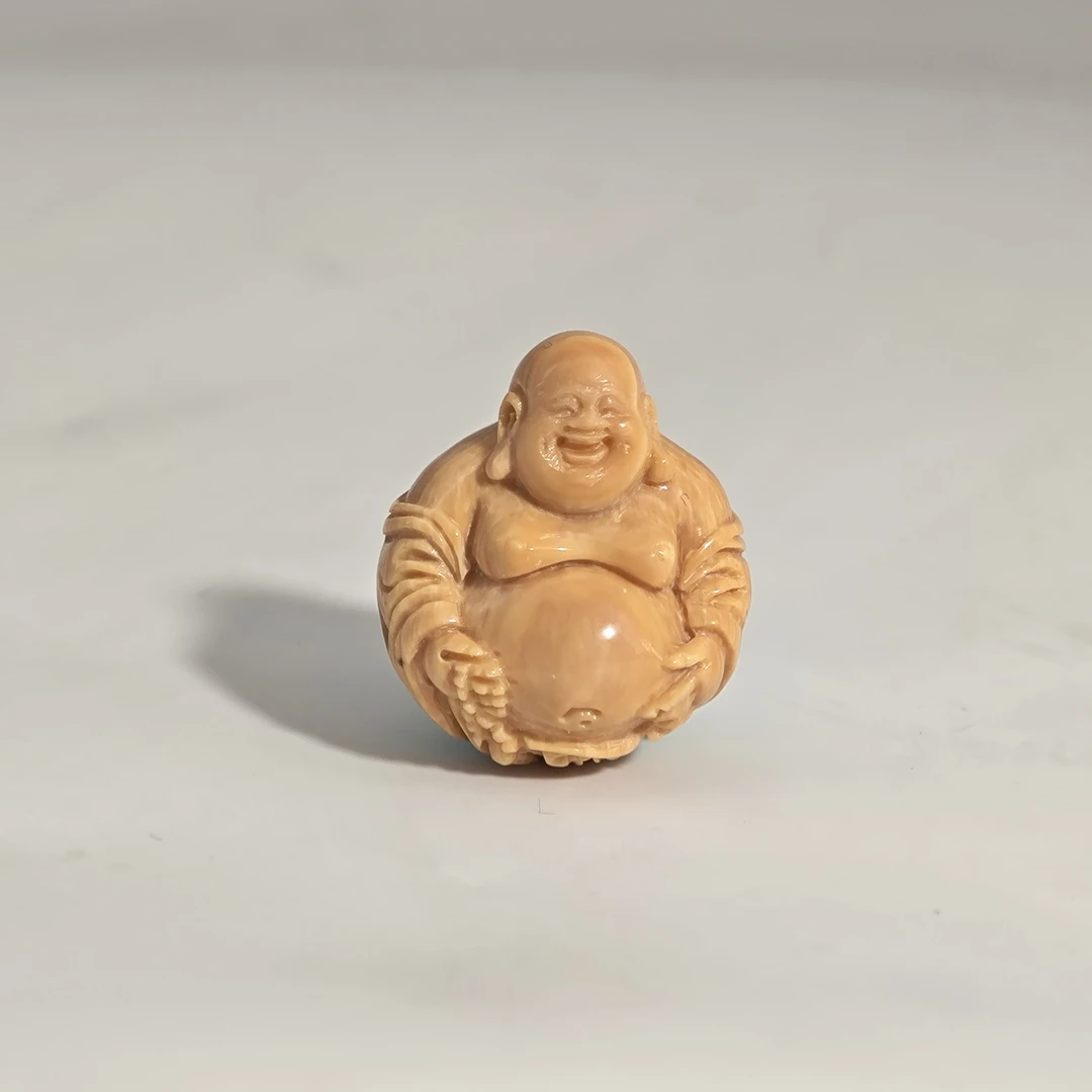 猛犸牙雕粉咖弥勒佛吊坠21*18*10mm金亮老师亲工假一罚JL7396