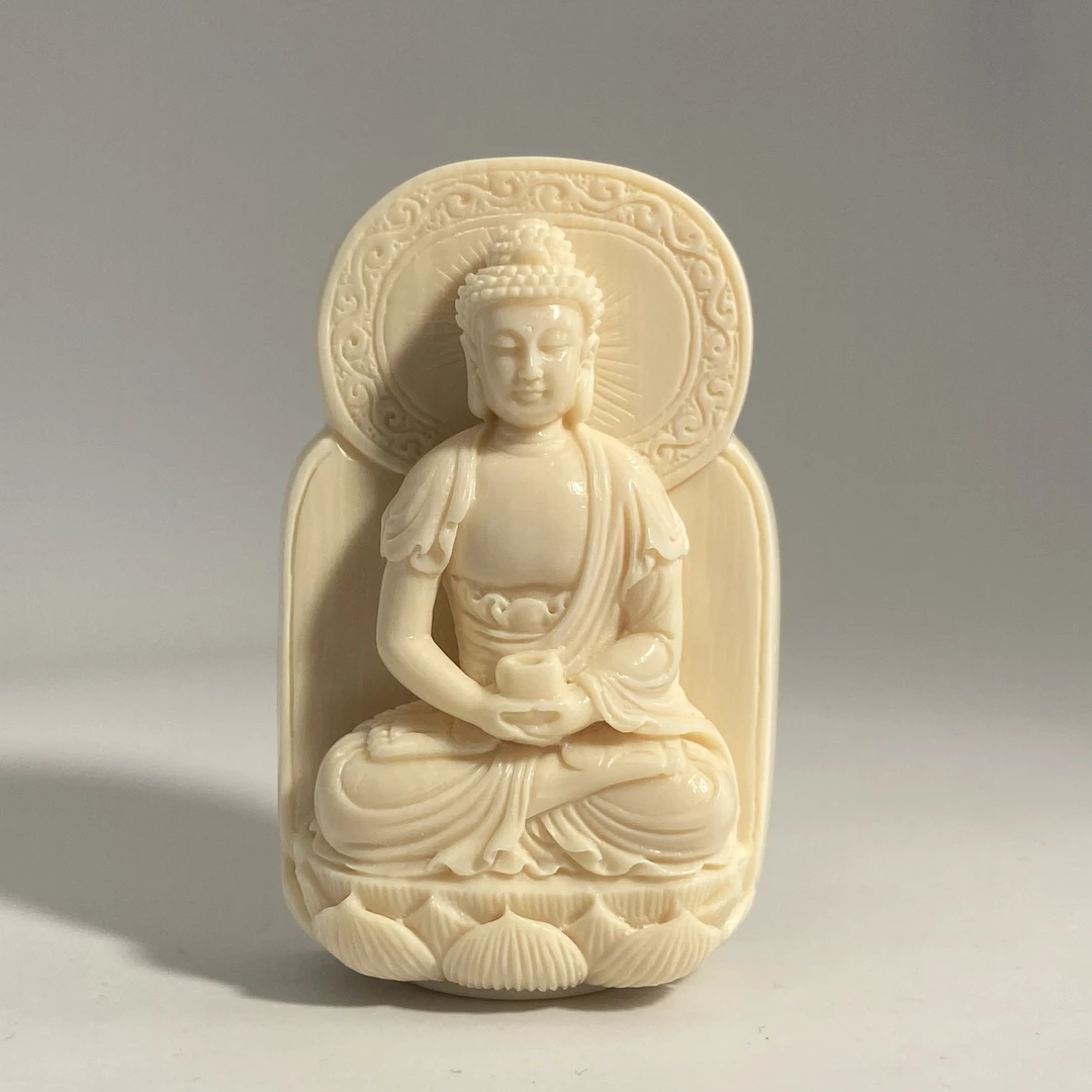 猛犸牙白冰料大日如来吊坠牌60*37*19mm假一罚四W6049