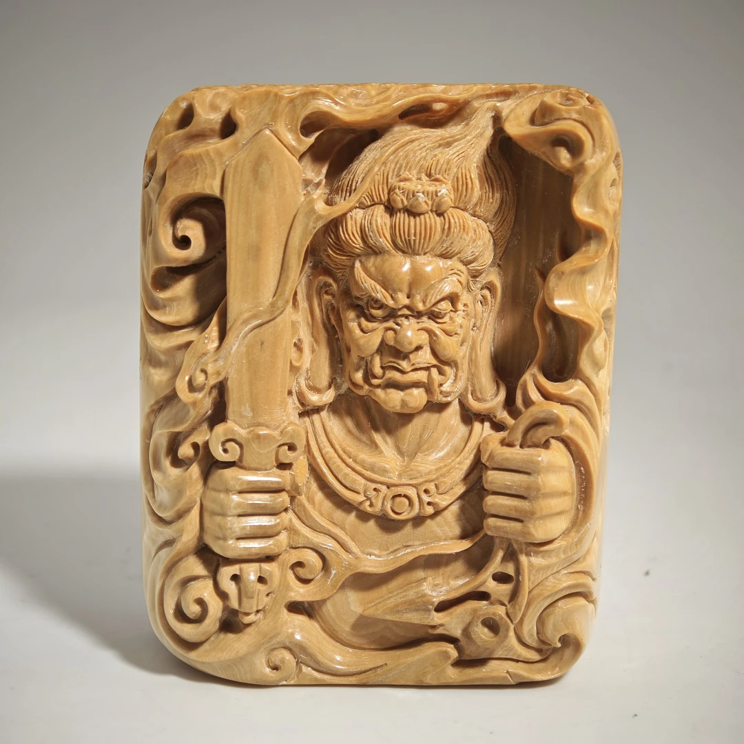 猛犸牙雕冰咖不动明王吊坠牌55*45*19mm假一罚四W4482