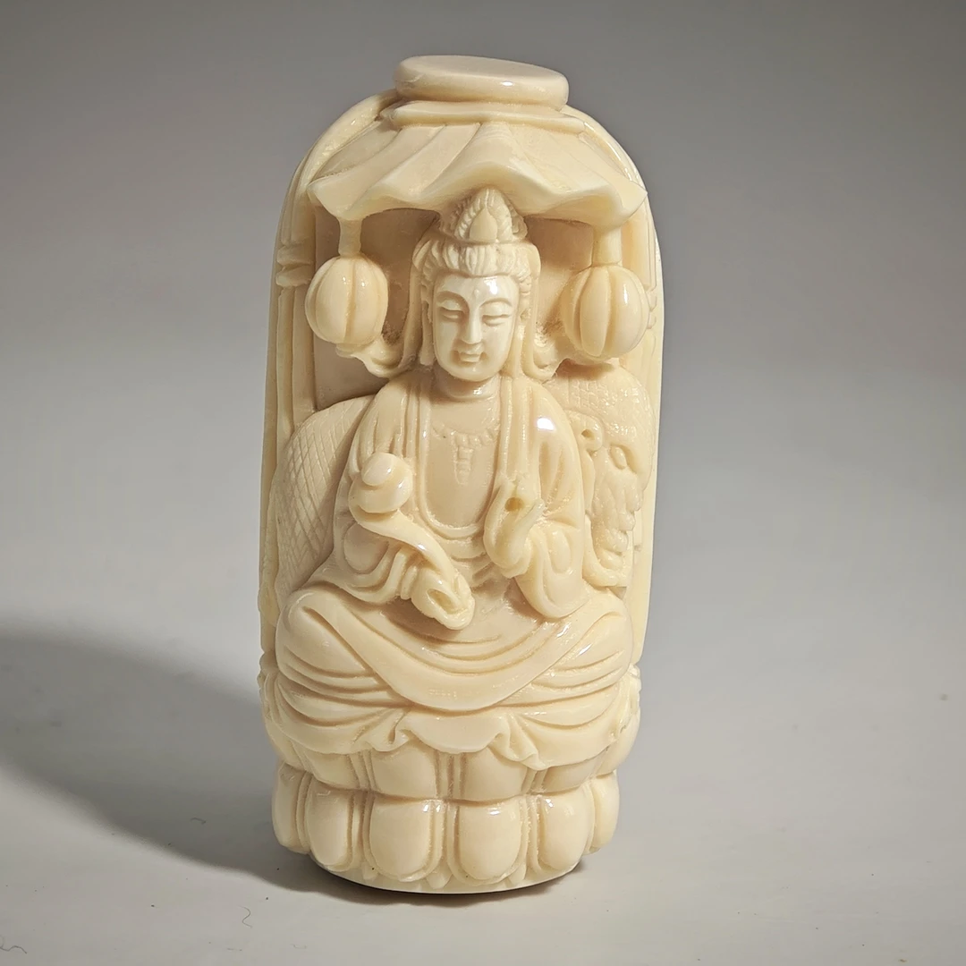 猛犸牙雕普贤菩萨吊坠44*21mm假一罚四W5608