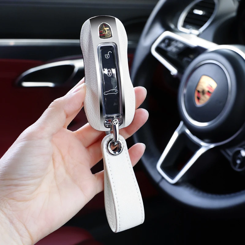 波尔多红皮适用于保时捷钥匙壳卡宴macan911帕拉梅拉taycan车匙盖