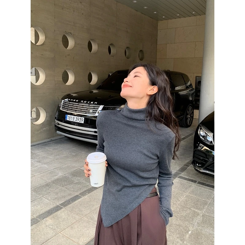 Lit e mode 四色高领打底衫女秋气质时尚百搭秋冬外穿纯色内搭