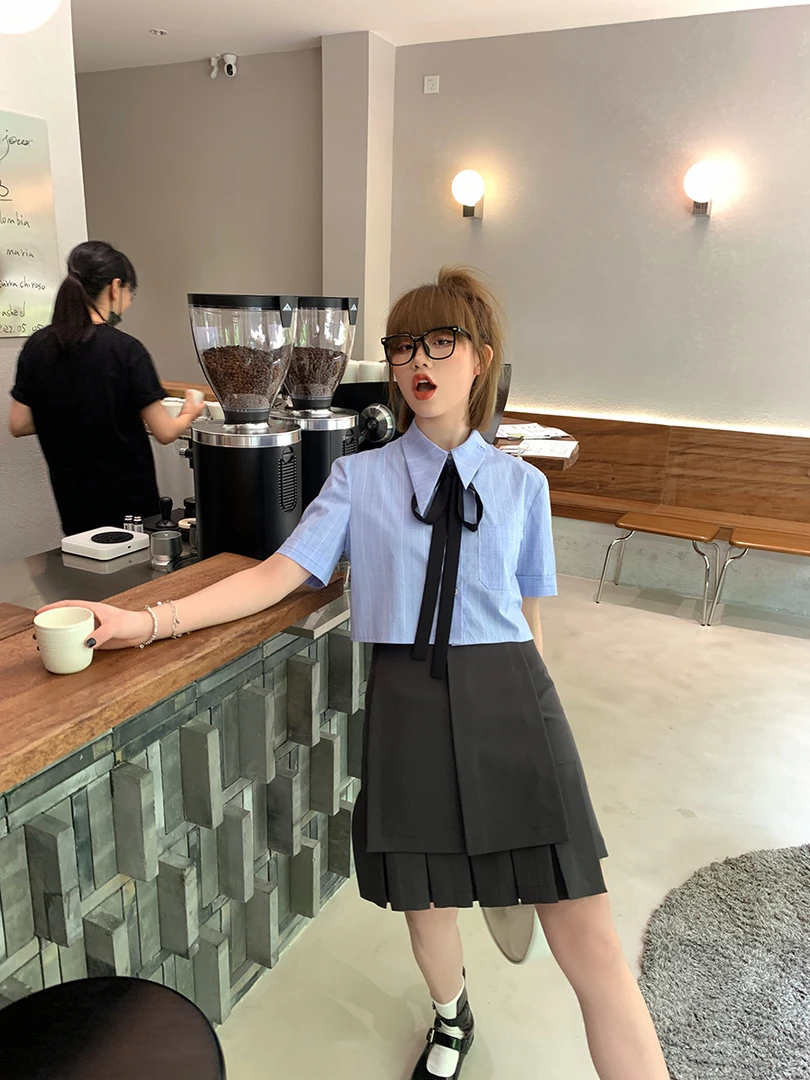 小众设计感学院风显瘦高腰百褶半身裙A字短裙