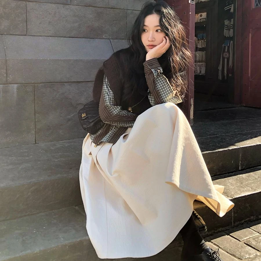 【3折断码 闭店福利】高腰百褶半身裙女长款遮胯裙子