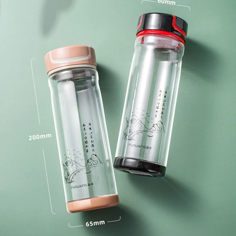 富光大容量耐热耐摔带过滤便携夏季运动塑料粘土太空杯水杯透明