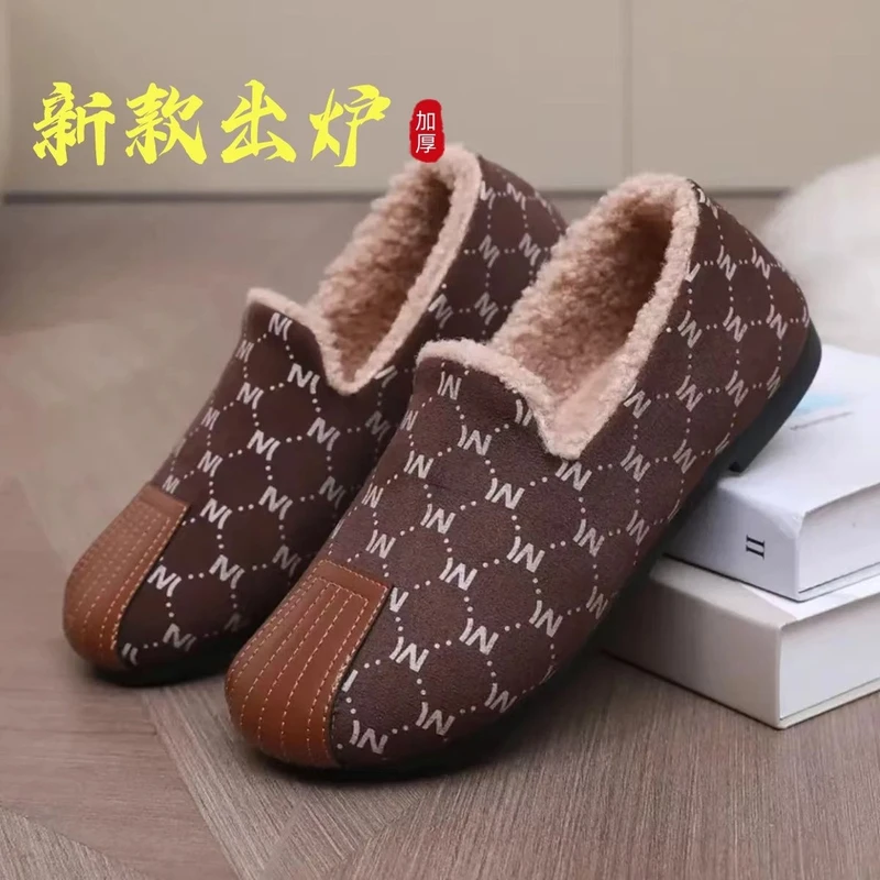 老北京棉鞋女冬加绒保暖鞋一脚蹬老人鞋中老年妈妈居家包跟棉拖鞋