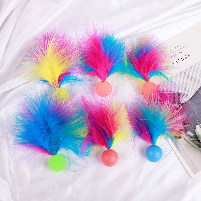 2024新款逗猫玩具羽毛弹力球跳跳球小猫幼猫玩具自嗨解闷互动神器