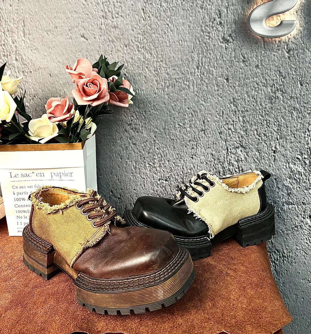 【断码清仓】进口定制头层马皮时尚复古潮流厚复合底纯手工单鞋921