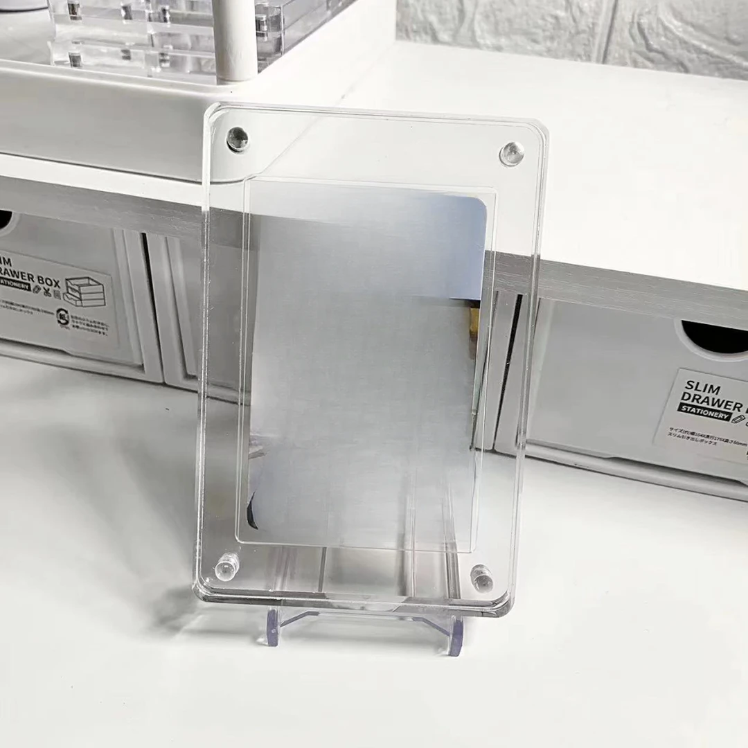 加厚带凹槽厚度卡砖专辑小卡亚克力相框高透带卡槽强磁镂空卡砖