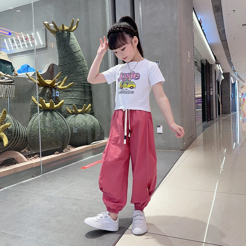 儿童套装女童洋气中大童网红工装裤女孩夏季休闲夏装宽松时尚薄款