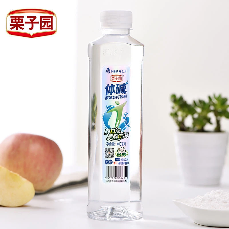 【临期】栗子园苏打水400ml*12瓶原味弱碱性无气苏打水无糖无气