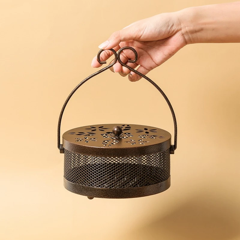 【厂家直发】新款蚊香盒户外家用蚊香托盘带盖套装铸铁手提可悬挂