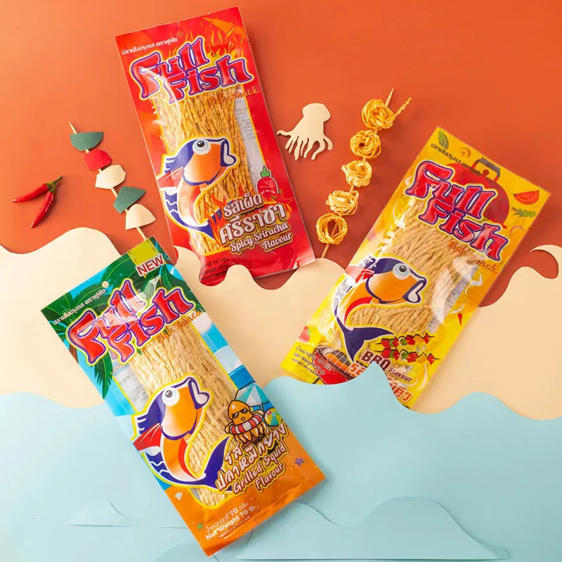 鱿鱼丝进口Fulfish超长泰国调味零食鱼丝小吃超大香辣海鲜烧烤70g