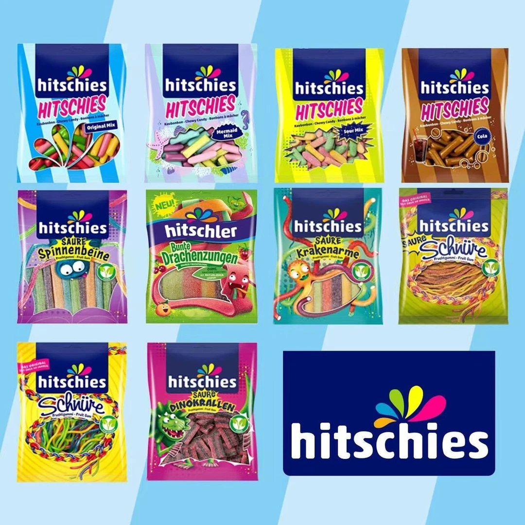 德国hitschies海之美人鱼彩色水果软糖小红书抖音电线糖面条绳子