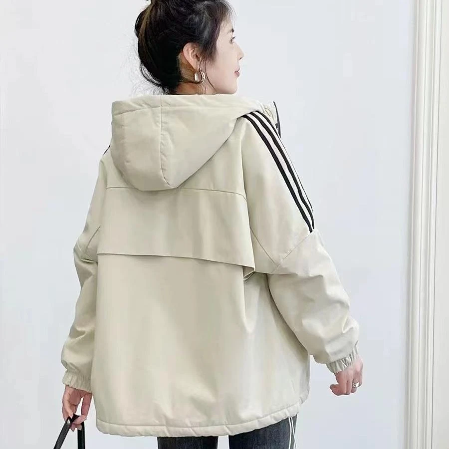 工装风加厚杠条拼连帽休闲棉服外套新款宽松百搭休闲保暖棉衣G13#