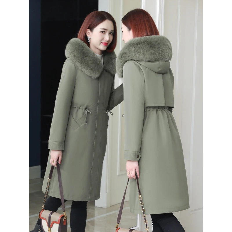 狐狸毛领派克服女冬2023新款长款兔毛皮毛一体内胆可拆卸皮草外套