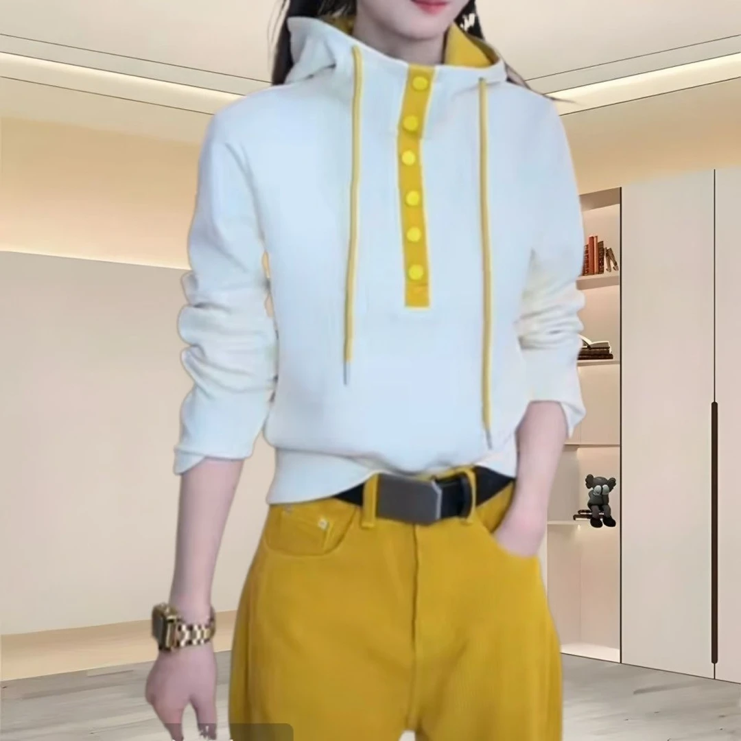 连帽穿搭长袖卫衣秋冬新款时尚大码女装简约减龄显瘦上衣休闲气质