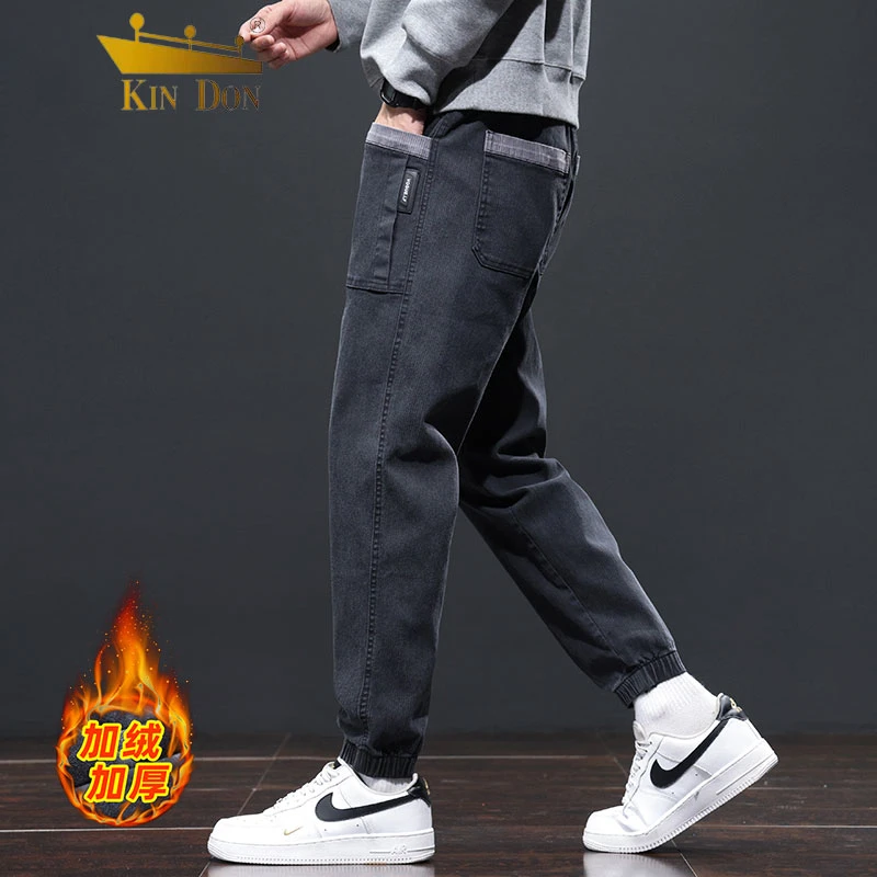 金盾2023新款宽松仿牛仔裤男士潮流百搭时尚秋冬潮牌束脚休闲裤子