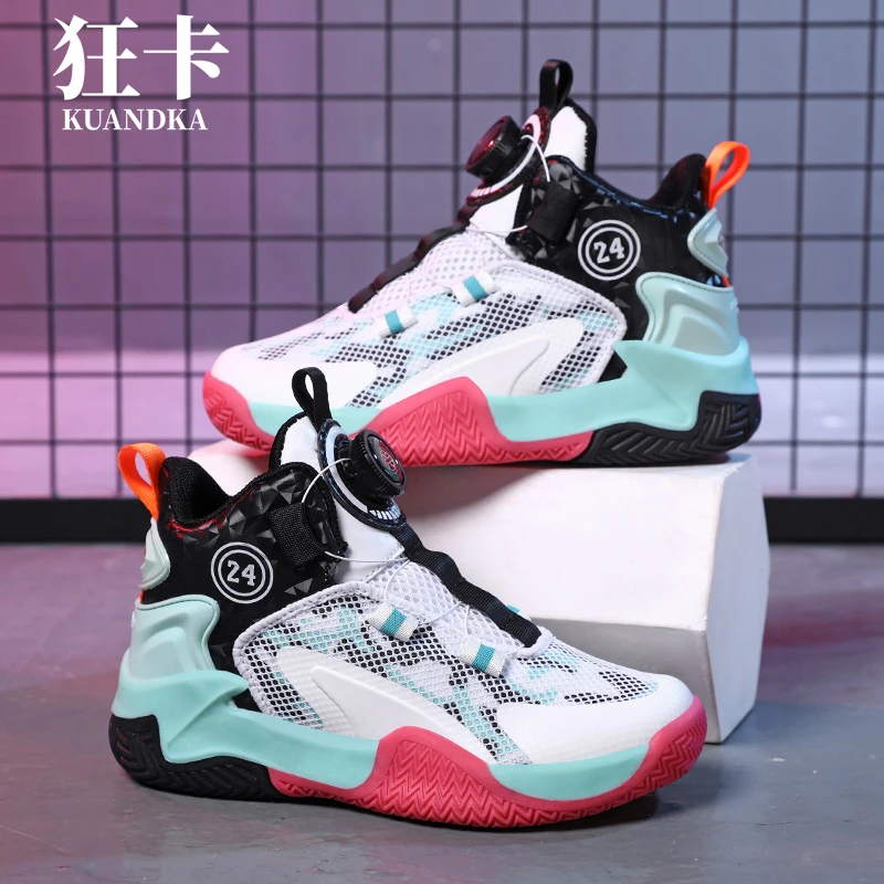 儿童篮球鞋男夏季透气网面中大童防滑耐磨运动鞋科比24号实战球鞋
