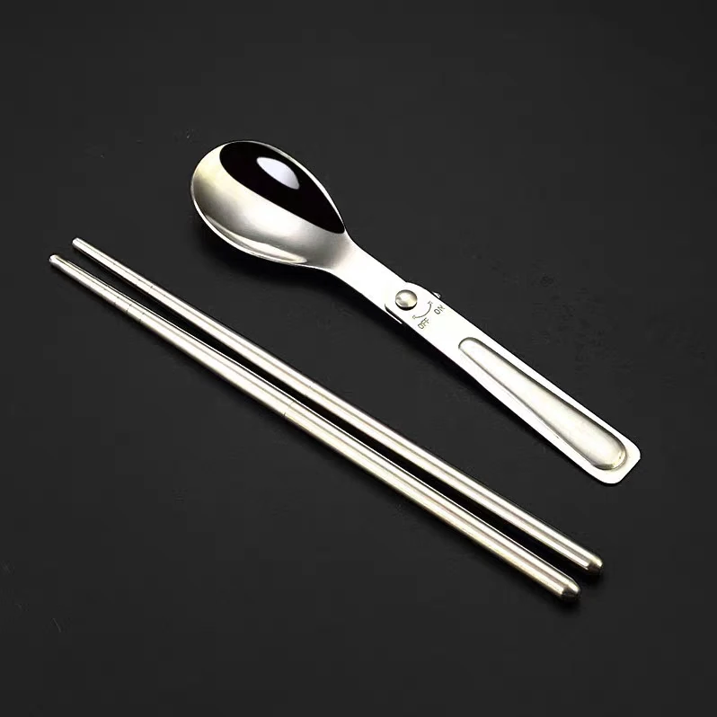 创意用304筷勺勺子便携式户外防滑酒店拆卸韩式折叠筷子不锈钢